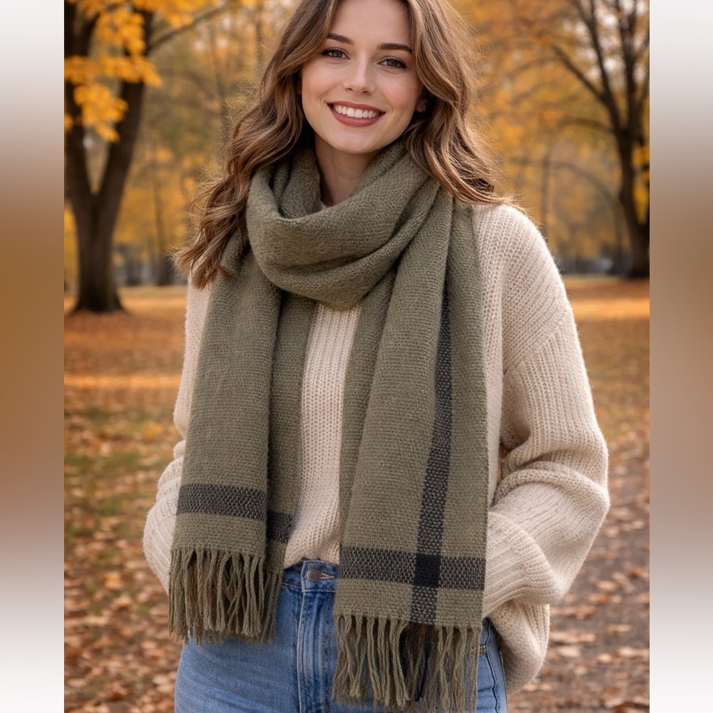 Elegant Olive Green Scarf
